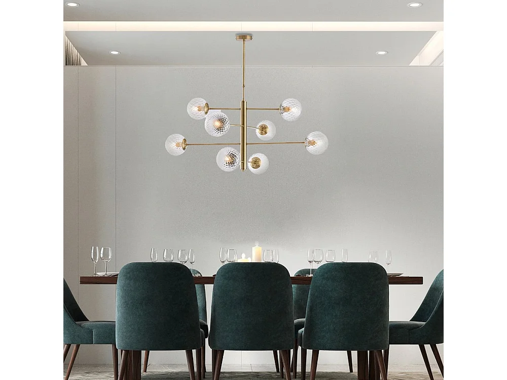Lampadario Contemporaneo Demetra Metallo Bronzo 8 Luci E14