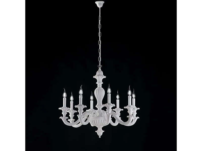 Leonardo Shabby biały drewniany żyrandol 8 świateł 130 Ø80 BL180-8-BCO