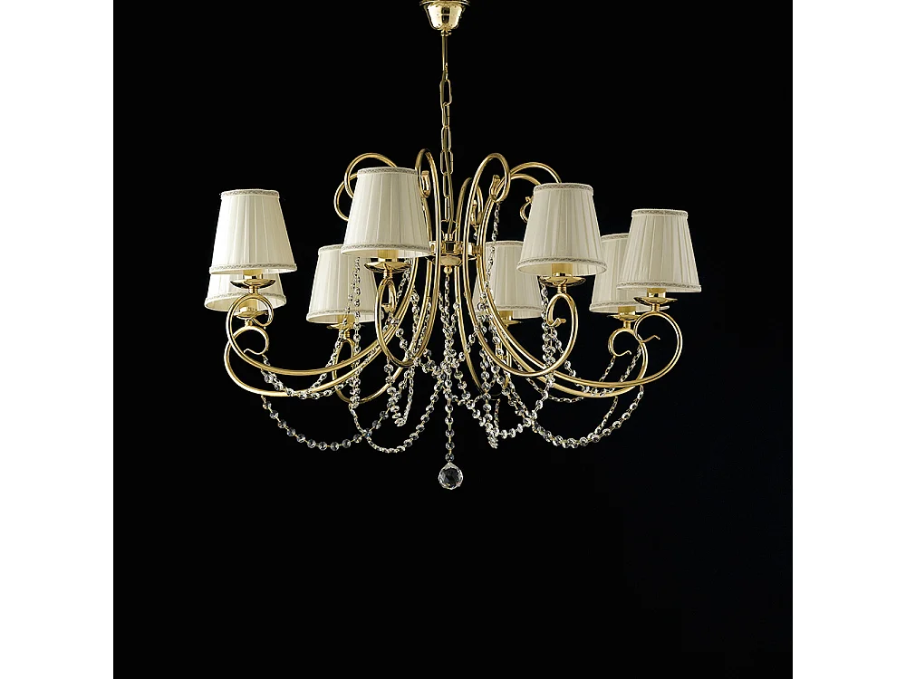 Bonetti Illumina -  Magda - Kronleuchter aus goldenem Eisen, 8 Lichter mit 118 Lampenschirmen - Ø78 - BL146-8-OR-PAR