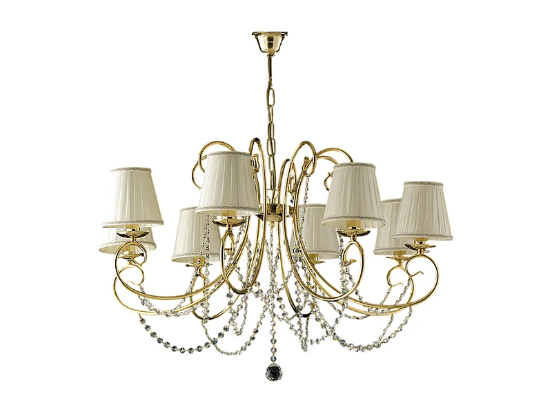 Bonetti Illumina -  Magda - Kronleuchter aus goldenem Eisen, 8 Lichter mit 118 Lampenschirmen - Ø78 - BL146-8-OR-PAR