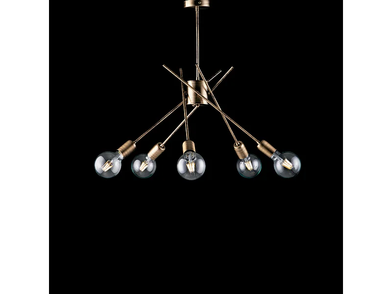 Lámpara de techo polaca en hierro bronce cepillado 5 luces H.53 Ø56 BL186-PL5-BRZ