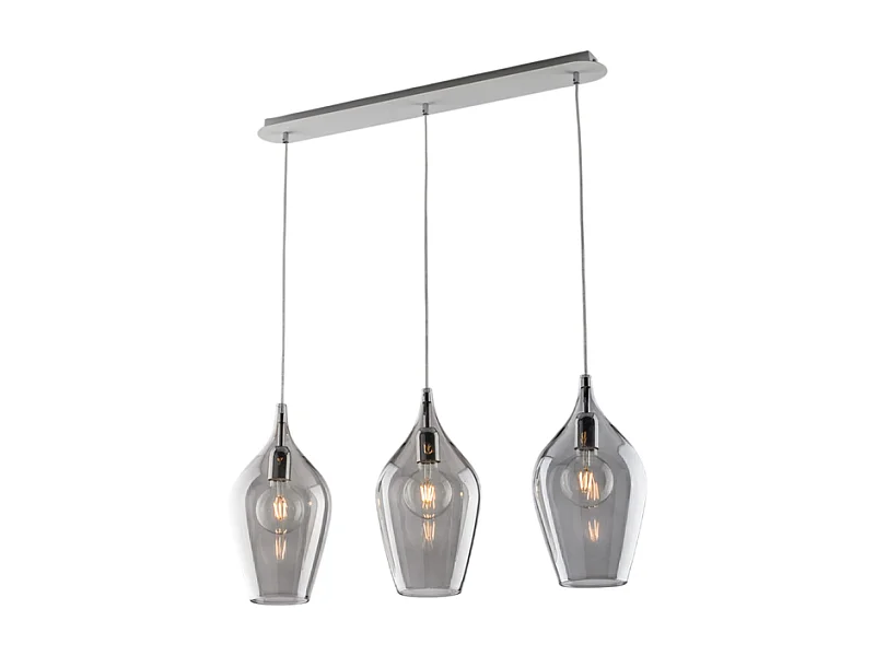 Ares Rail en fer avec verre gris pyrex 3 lumières L.75 X 10 BL273-BIN3-GR