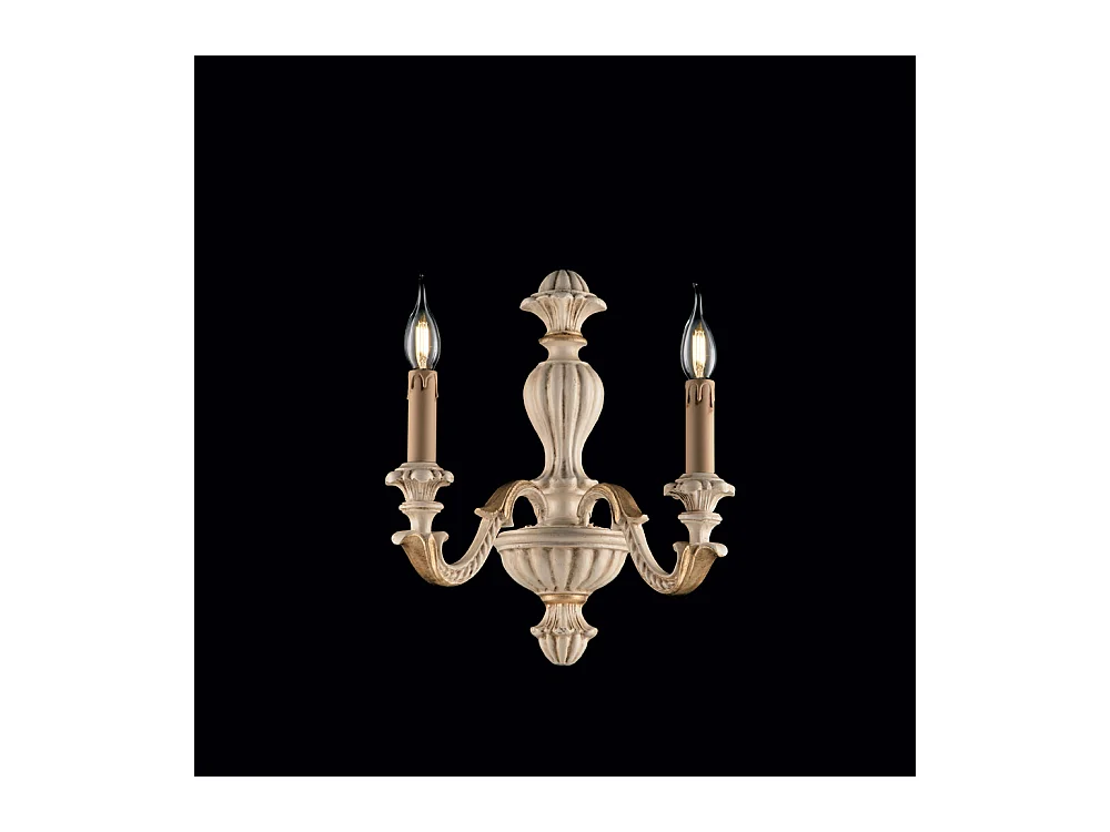 Leonardo Applique en bois ivoire et feuille d'or 2 lumières .29 P.19 BL180-AP2-AV
