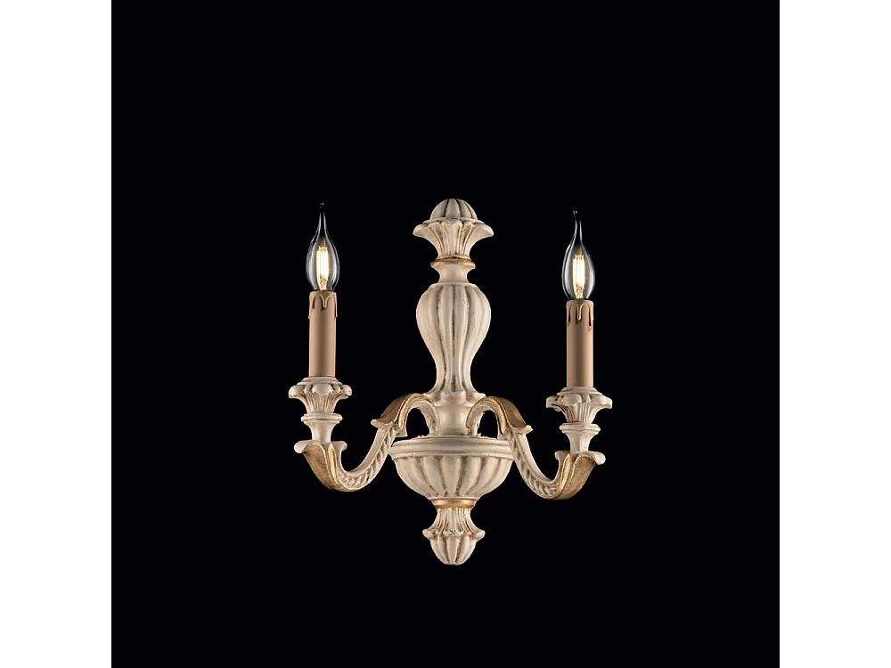 Leonardo Applique en bois ivoire et feuille d'or 2 lumières .29 P.19 BL180-AP2-AV