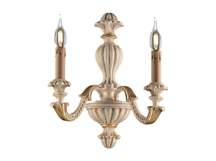 Leonardo - Wandlamp in ivoorhout en bladgoud 2 lichts .29 - P.19 - BL180-AP2-AV