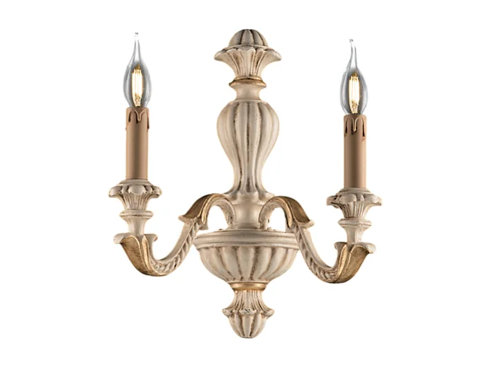 Leonardo - Wandlamp in ivoorhout en bladgoud 2 lichts .29 - P.19 - BL180-AP2-AV