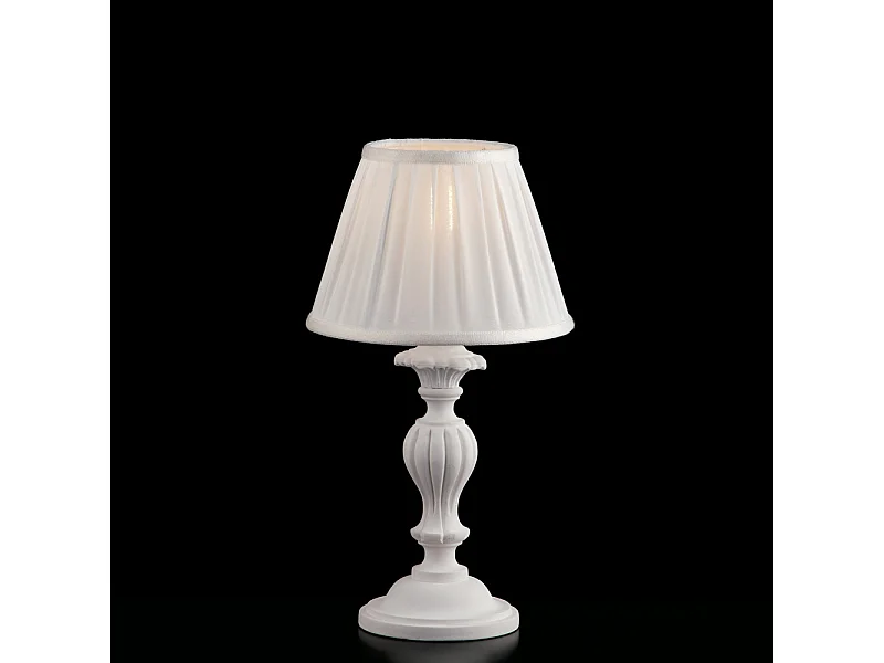 Leonardo Lampe de table Shabby en bois blanc 1 lumière avec abat-jour dm.20 H.43 d.20 BL180-LT-BCO