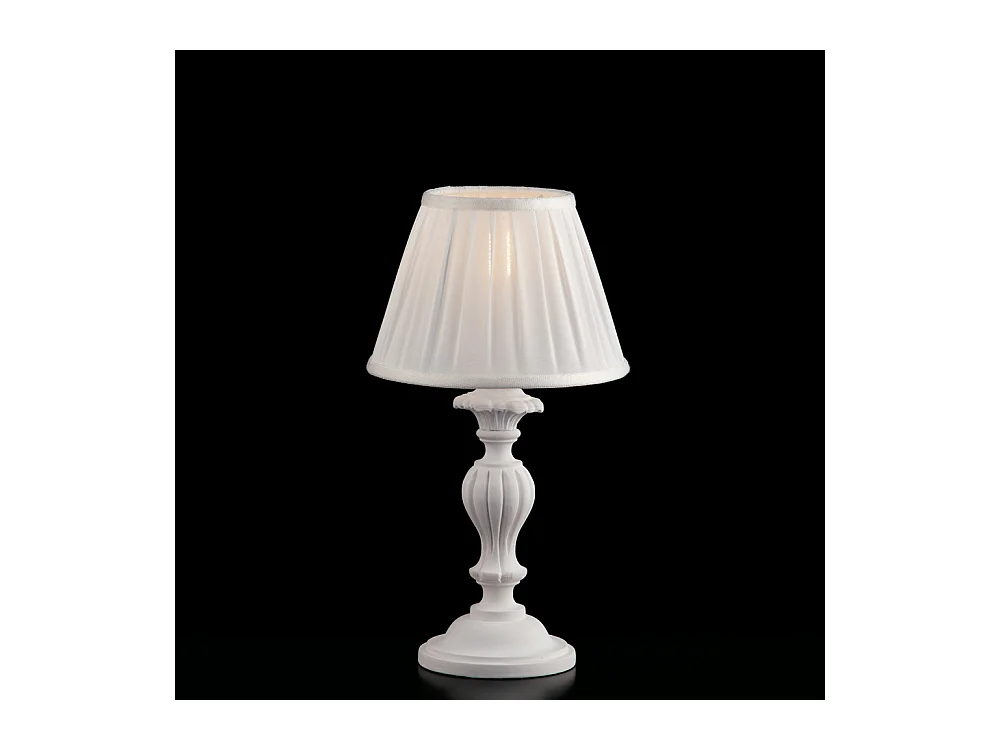 Bonetti Illumina -  Leonardo - Shabby weiße Holztischlampe 1 Licht mit Lampenschirm Dm.20 H.43 - Ø20 - BL180-LT-BCO