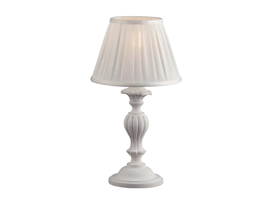 Bonetti Illumina -  Leonardo - Shabby weiße Holztischlampe 1 Licht mit Lampenschirm Dm.20 H.43 - Ø20 - BL180-LT-BCO