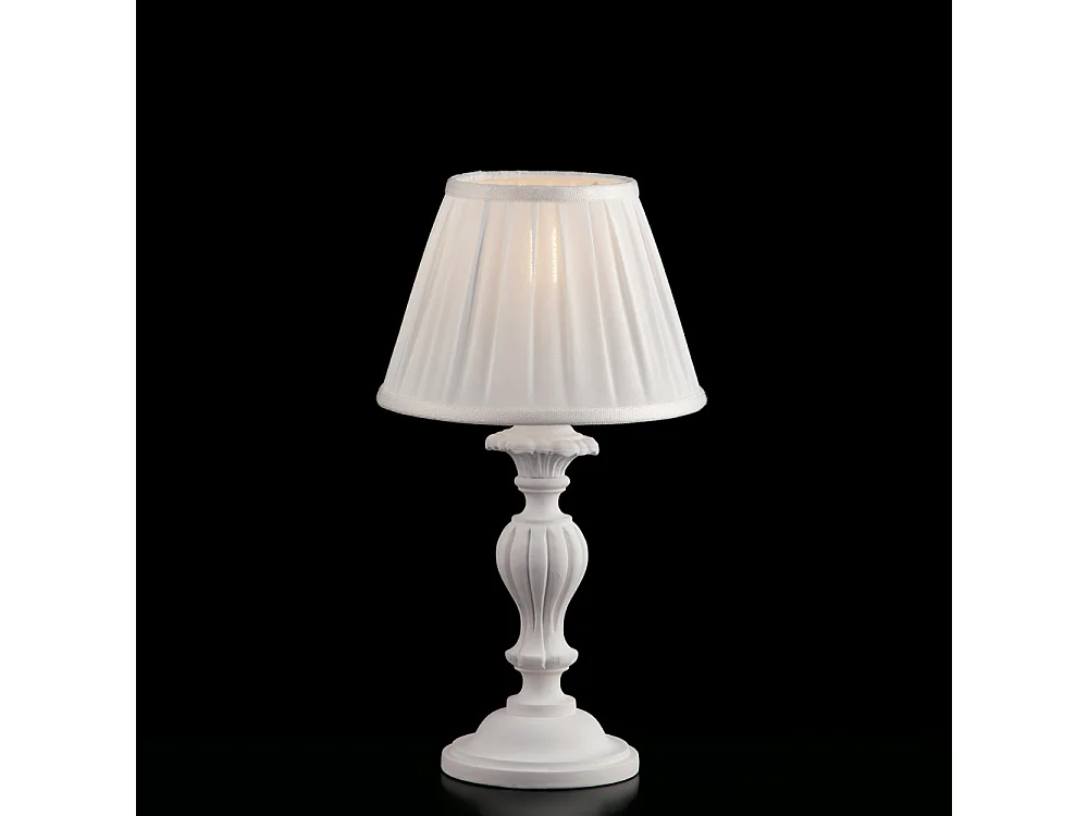 Leonardo Shabby Tischlampe aus weißem Holz, 1-flammig, mit Lampenschirm, Dm.20 H.43 Ø20 BL180-LT-BCO