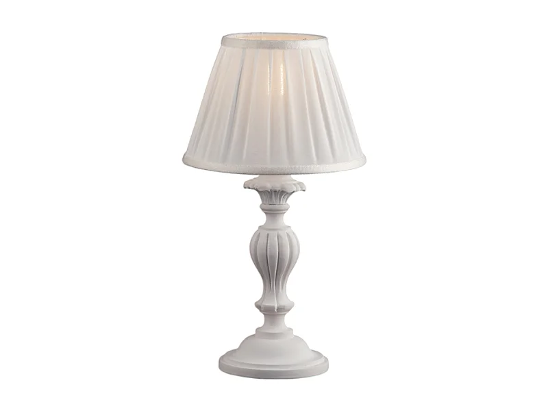 Bonetti Illumina -  Leonardo - Shabby weiße Holztischlampe 1 Licht mit Lampenschirm Dm.20 H.43 - Ø20 - BL180-LT-BCO