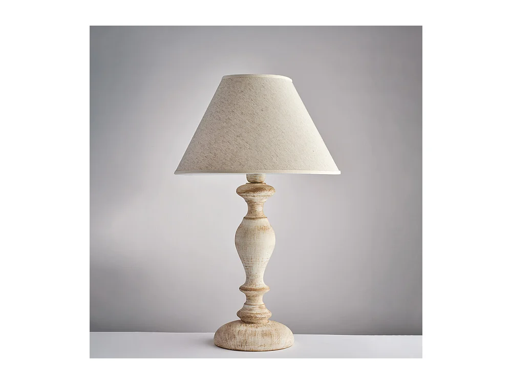 Cascina Lampe en bois blanc et gris tourterelle 1 lumière avec abat-jour dm.35 H.57 d.35 BL265-LM-BT