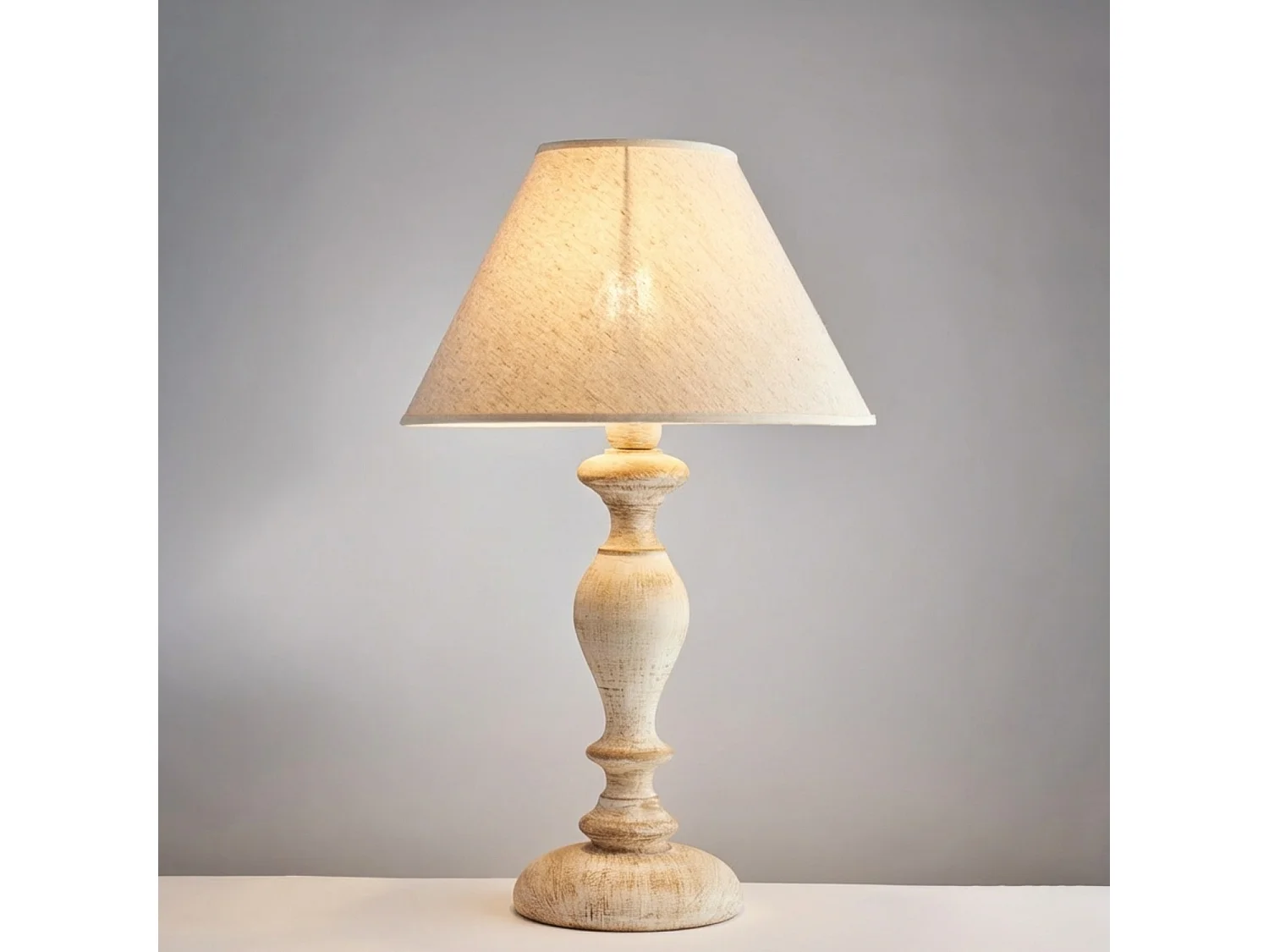 Bonetti Illumina -  Cascina - Weiße und taubengraue Holzlampe 1 Licht mit Lampenschirm Dm.35 H.57 - Ø35 - BL265-LM-BT