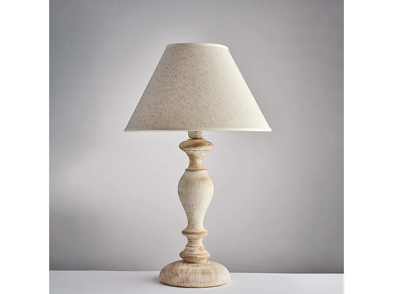 Cascina - Witte en duifgrijze houten lamp 1 lichts met lampenkap dm.35 H.57 - Ø35 - BL265-LM-BT
