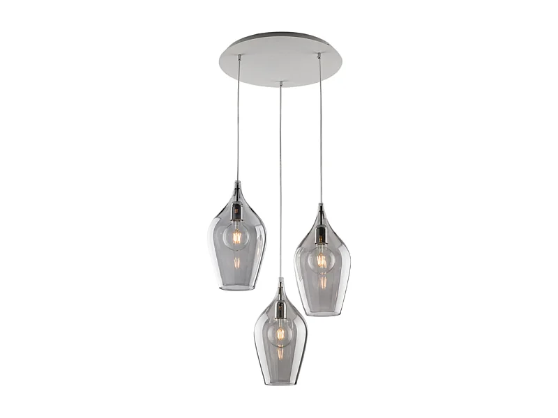 Ares - IJzeren ophanging met pyrex grijs glas 3 lichts 141 - Ø50 - BL273-S3-GR