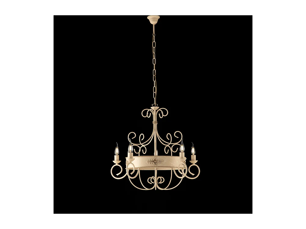 Baltimore Lustre en fer laqué décapé ivoire 5 lumières 120 d.60 BL183-5-AV