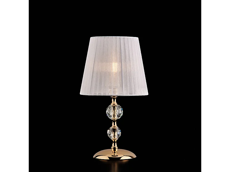 Ruben – 1-flammige Tischlampe aus vergoldetem Eisen und Kristall mit Lampenschirm H.36 – Ø20 – BL267-LT-OR