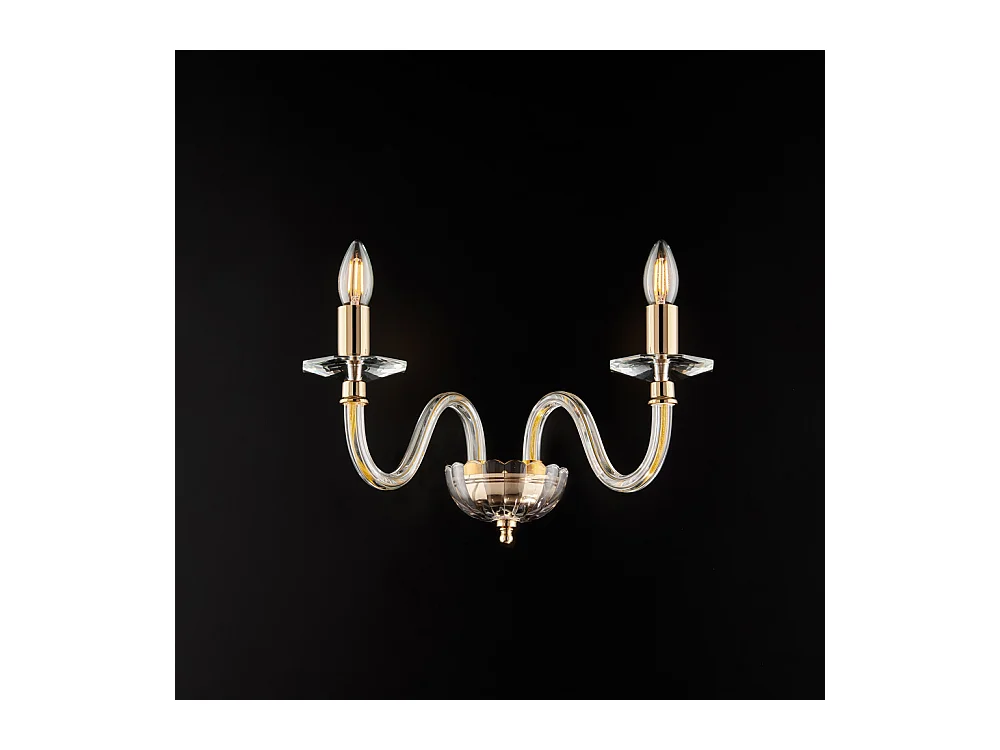 Bonetti Illumina -  Franz - Applikation aus goldenem Eisen mit transparentem Glas 2 Lichter .39 - P.25 - BL275-AP2-OR