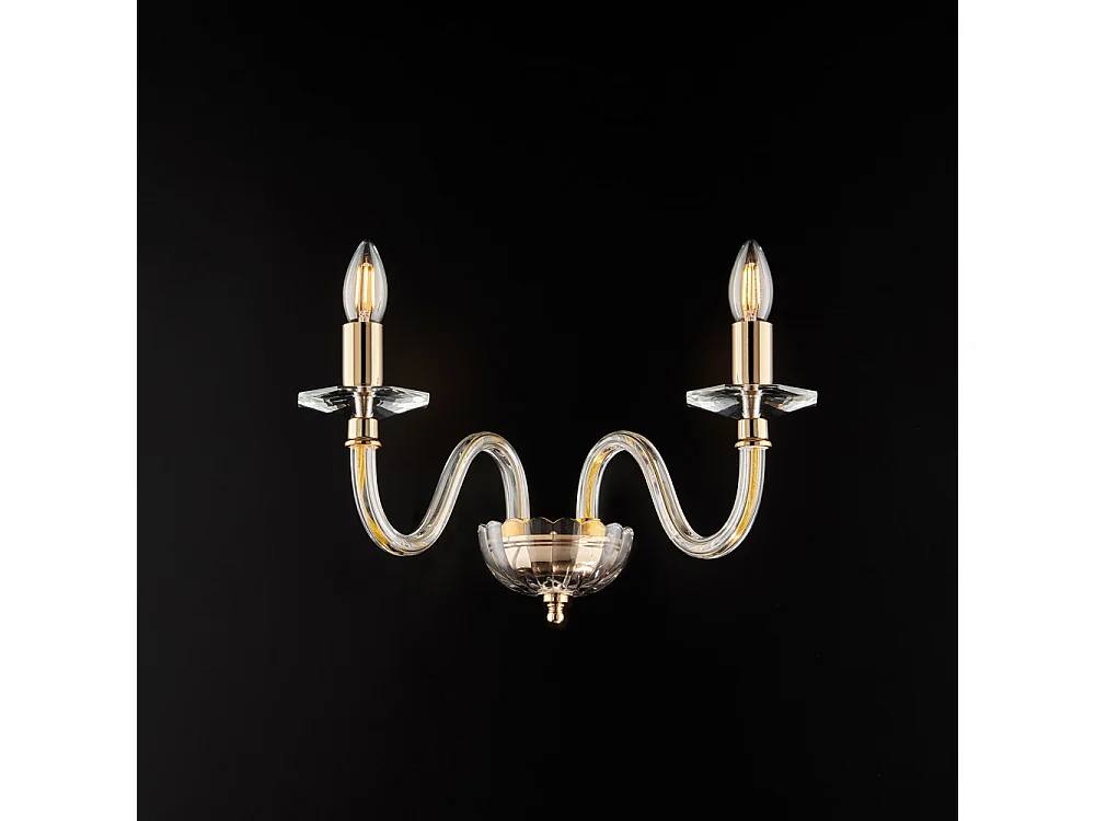 Franz Applique en fer doré avec verre transparent 2 lumières .39 P.25 BL275-AP2-OR