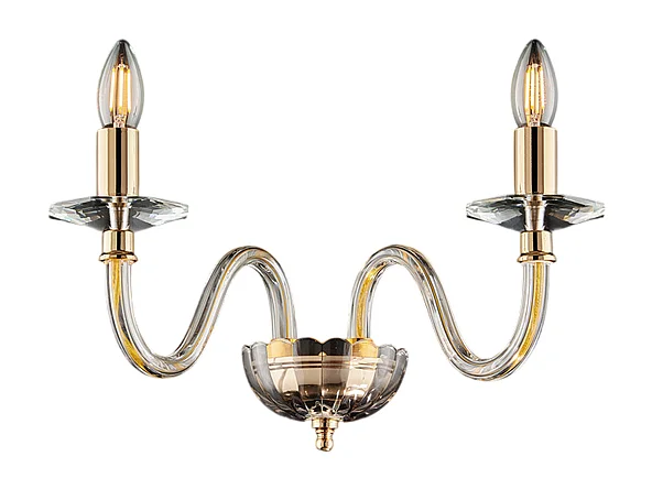Franz Applique en fer doré avec verre transparent 2 lumières .39 P.25 BL275-AP2-OR