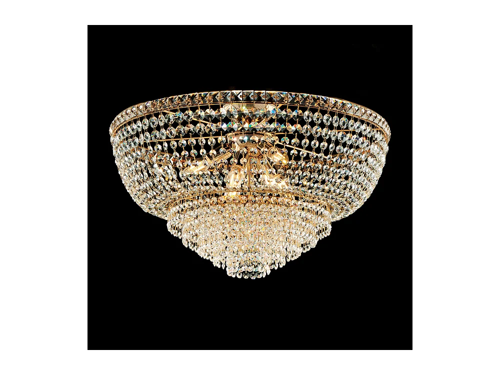 Wagner - Deckenleuchte aus Eisen und goldenem Messing mit Strasssteinen 8 Lichter H.40 - Ø62 - BL266-PL8-OR