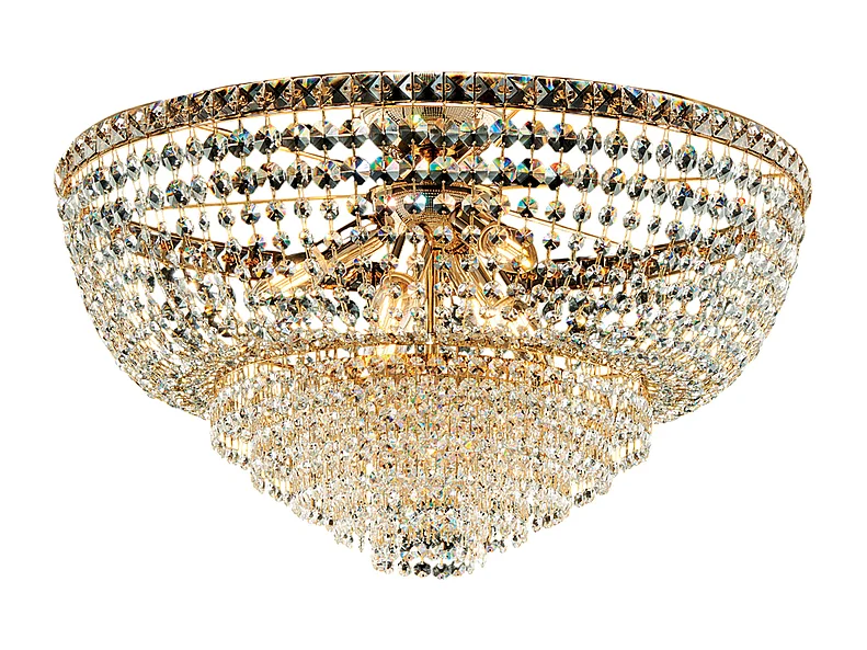 Wagner - Plafon em ferro e latão dourado com strass 8 luzes H.40 - Ø62 - BL266-PL8-OR