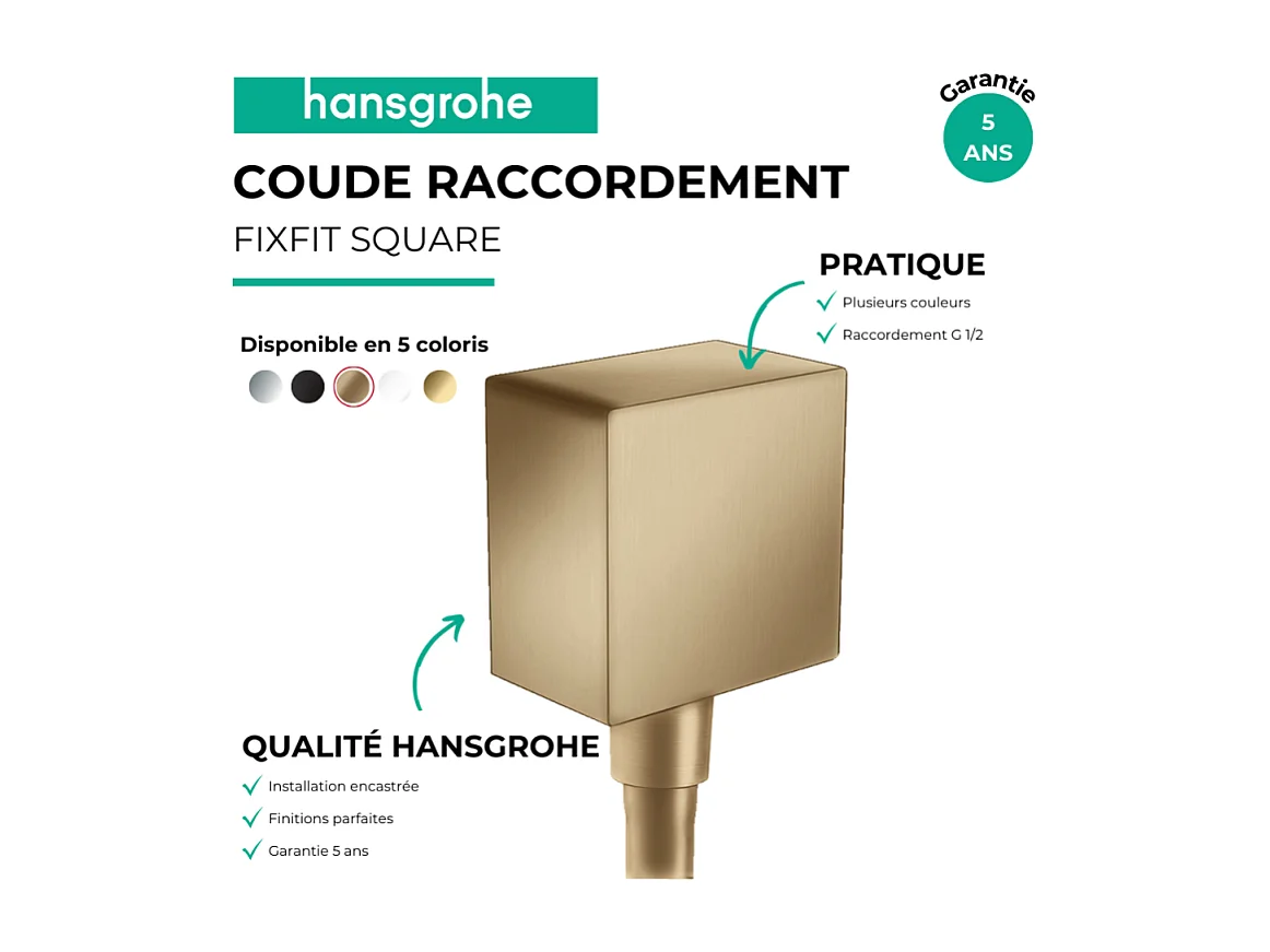 Coude de raccordement HANSGROHE FixFit  Square Bronze brossé