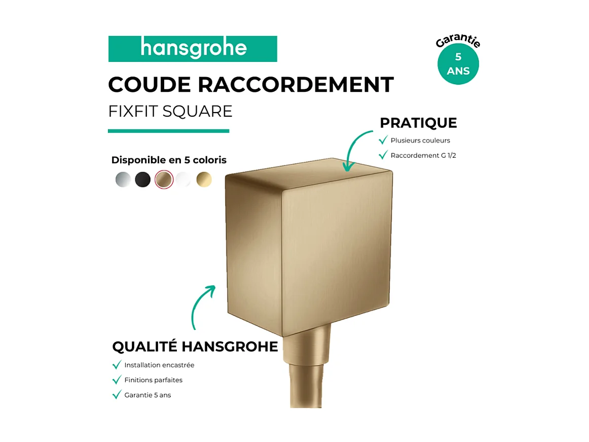 Coude de raccordement HANSGROHE FixFit  Square Bronze brossé