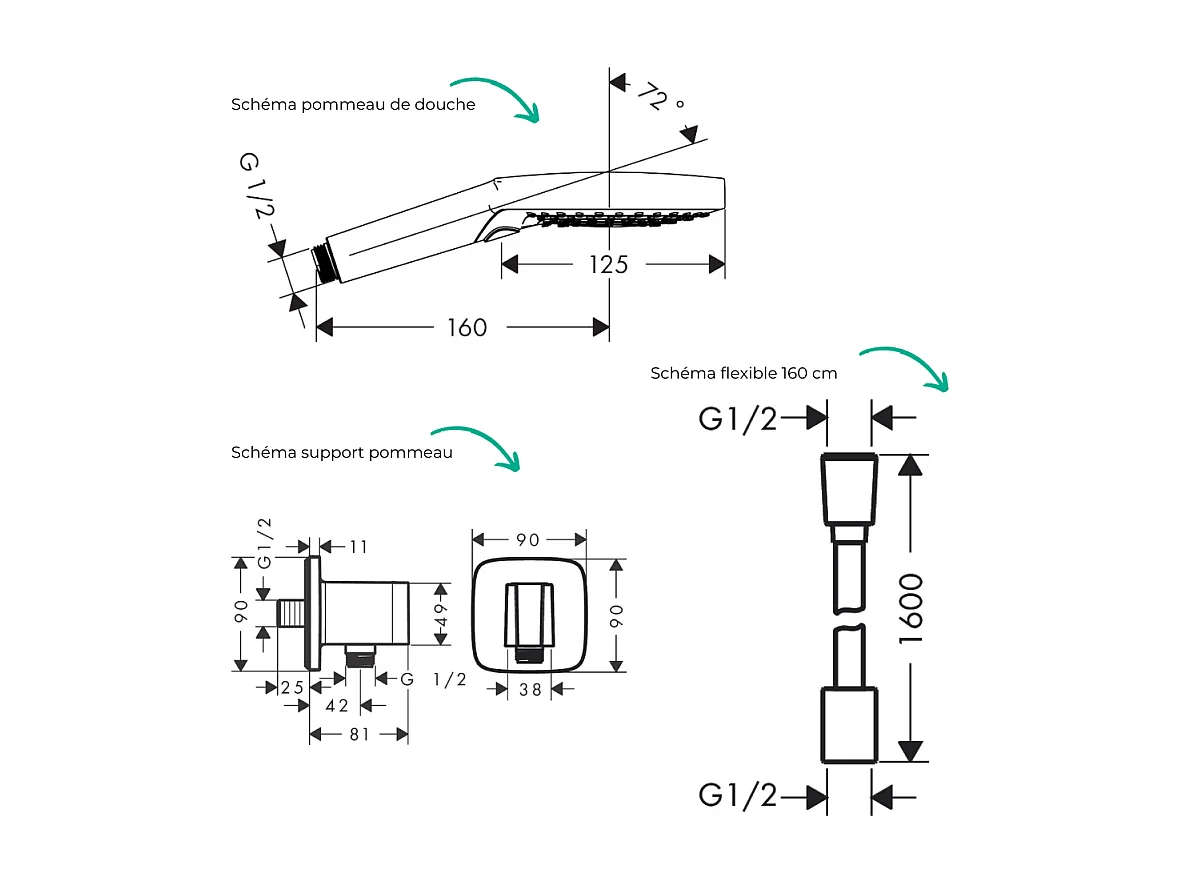 Colonne douche thermostatique HANSGROHE ShowerSelectE Douche de tête PulsifyS Flexible Designflex Douchette Raindance blanc