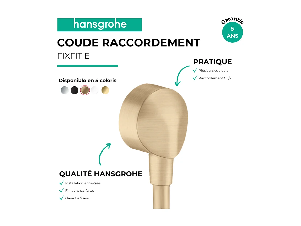 Coude de raccordement HANSGROHE FixFit  E Bronze brossé