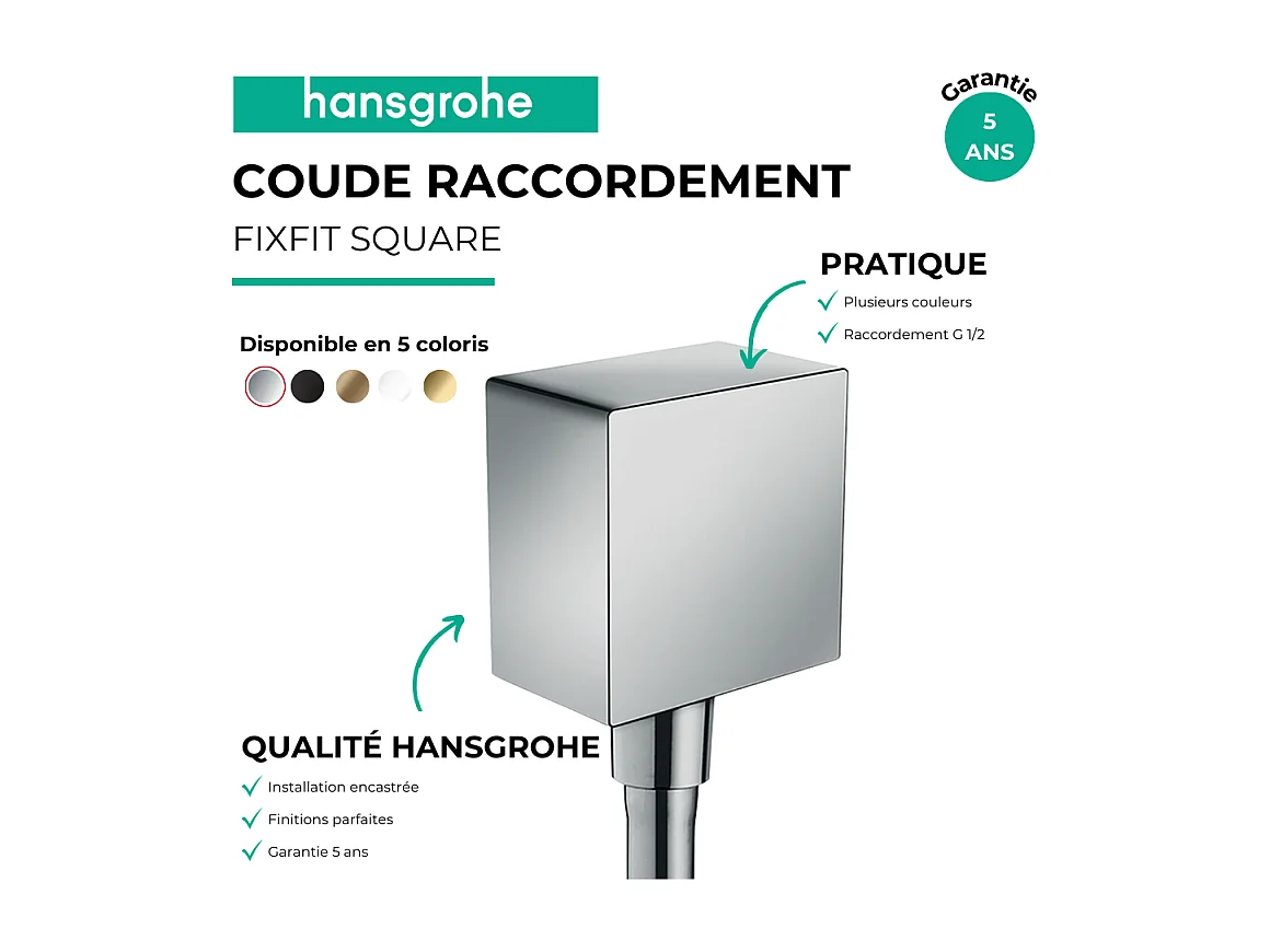 Codo de conexión HANSGROHE FixFit Square Chrome