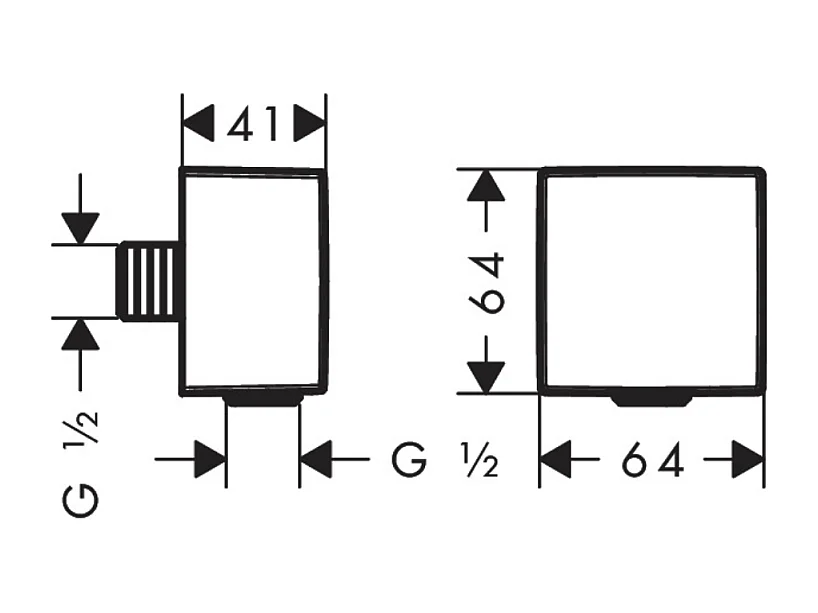 Coude de raccordement HANSGROHE FixFit Square Chromé