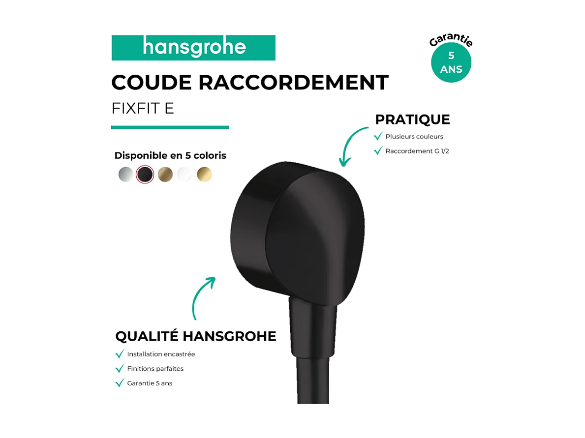HANSGROHE FixFit E codo de conexión Negro mate