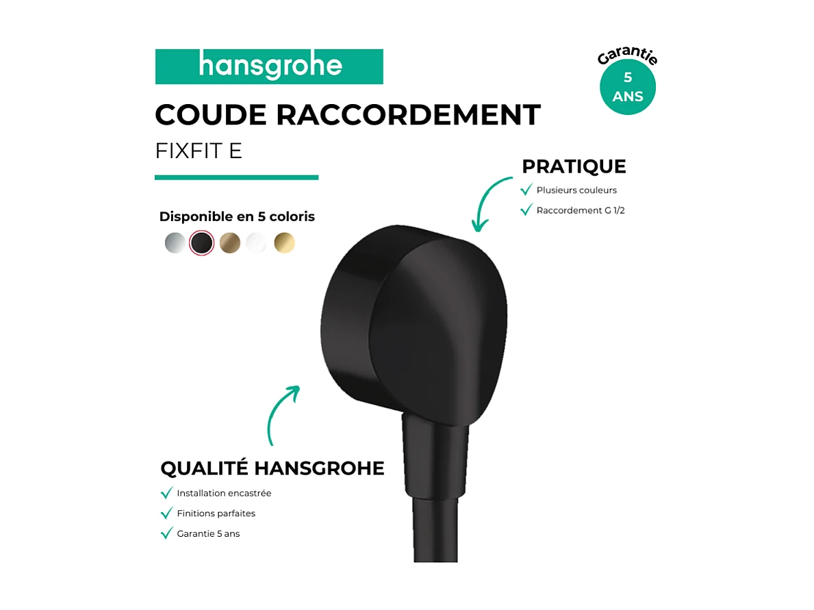 HANSGROHE FixFit E codo de conexión Negro mate