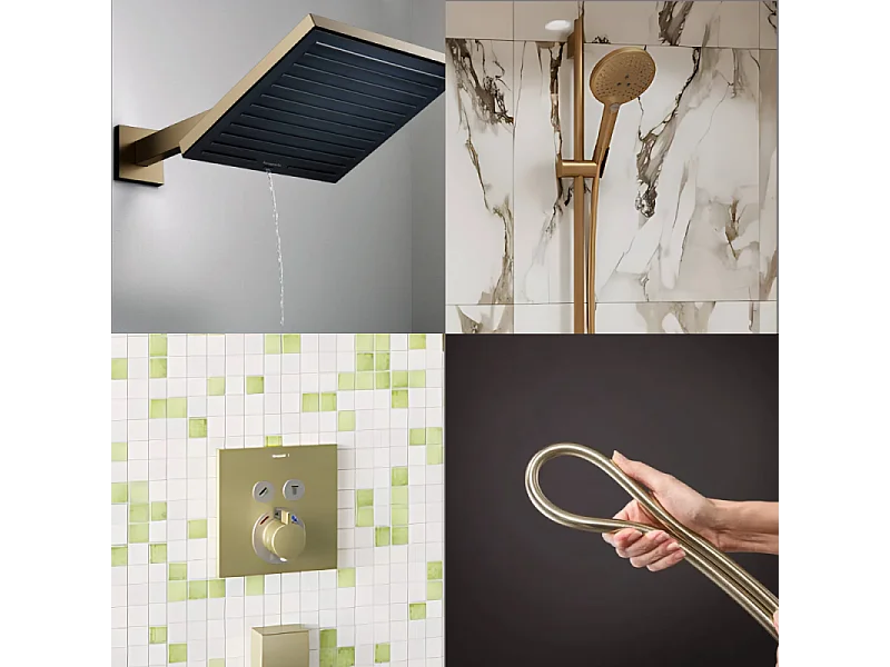 Colonne douche thermostatique HANSGROHE ShowerSelect E Douche de tête PulsifyS Flexible Isiflex Douchette Raindance SelectS bronze