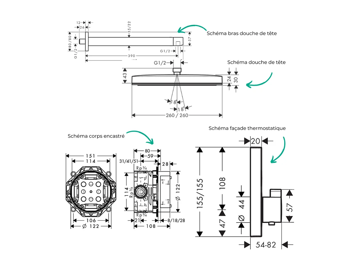 Colonne douche thermostatique HANSGROHE ShowerSelect E Douche de tête PulsifyS Flexible Isiflex Douchette Raindance SelectS bronze
