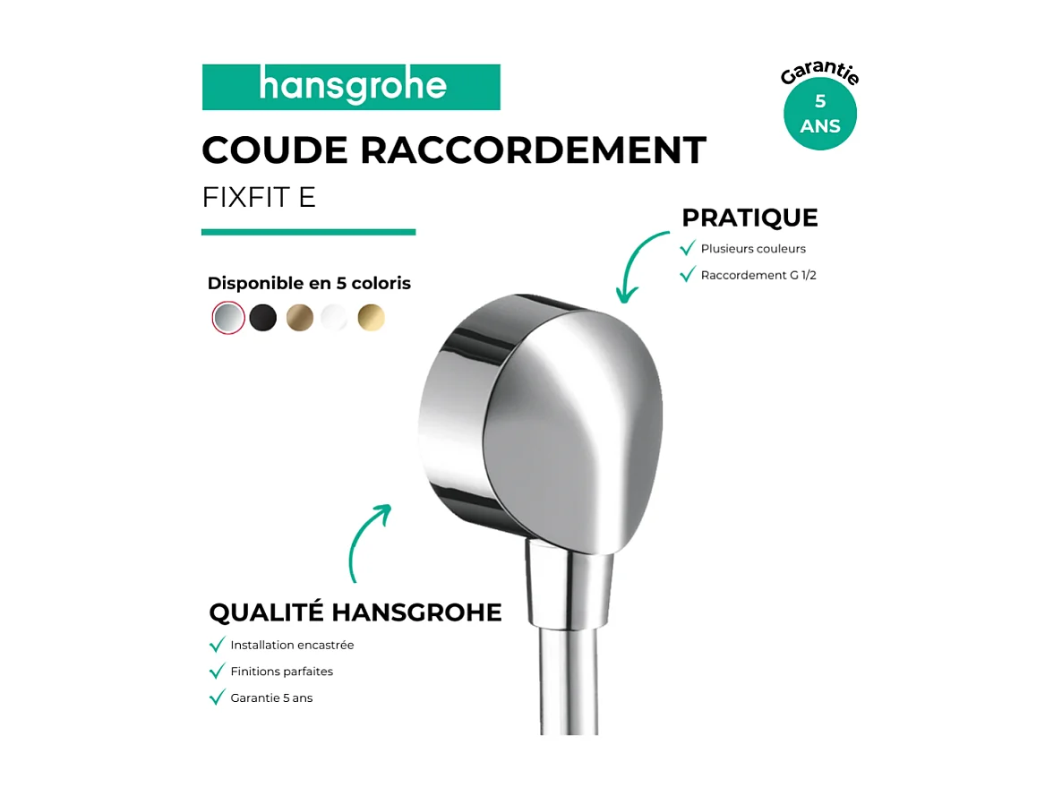 Coude de raccordement HANSGROHE FixFit E Chromé
