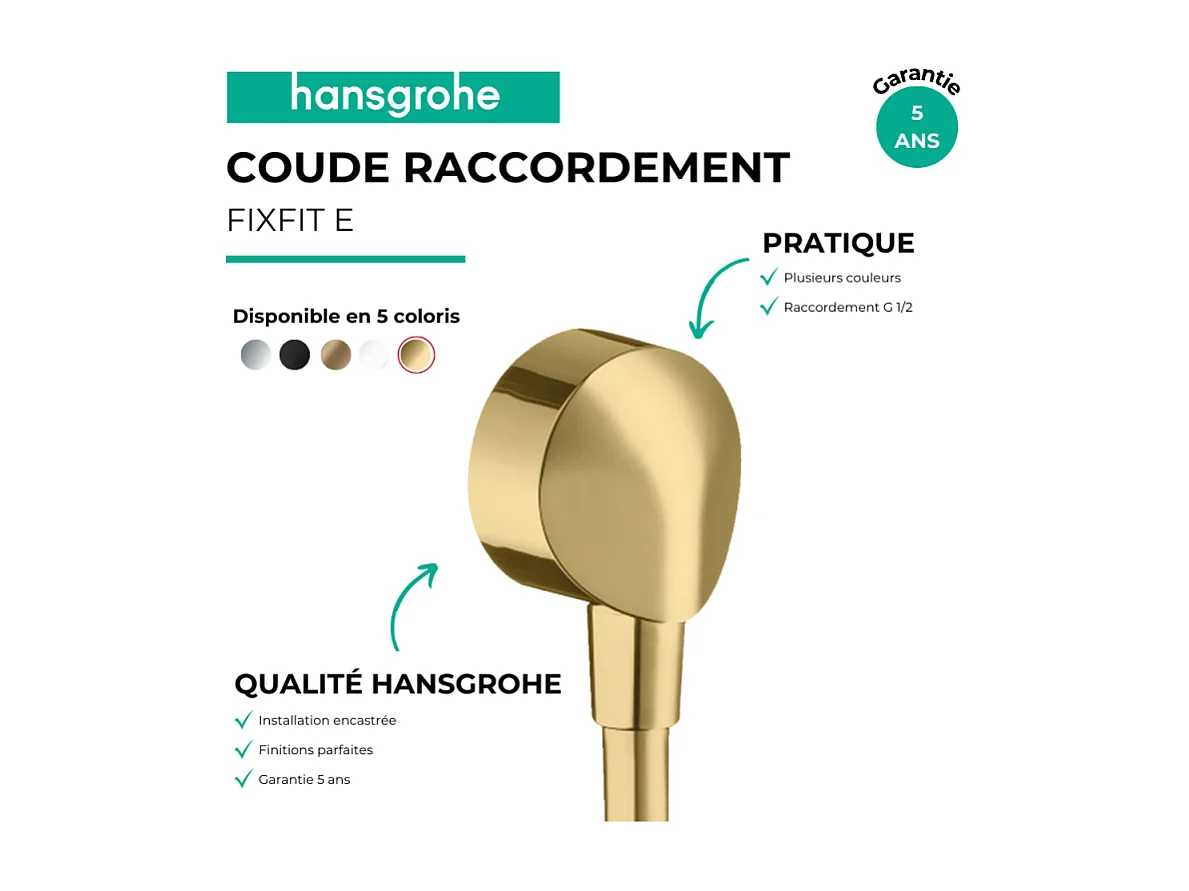 Codo de conexión HANSGROHE FixFit E Acabado en oro pulido