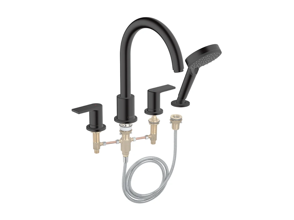 Mélangeur bain douche 4 trous HANSGROHE Vernis Shape noir mat + corps d'encastrement