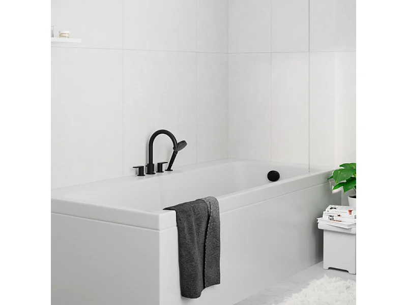 Mélangeur bain douche 4 trous HANSGROHE Vernis Shape noir mat + corps d'encastrement