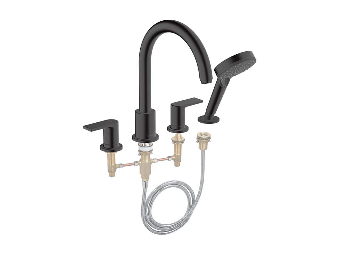 Mélangeur bain douche 4 trous HANSGROHE Vernis Shape noir mat + corps d'encastrement