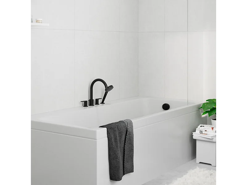 Mélangeur bain douche 4 trous HANSGROHE Vernis Shape noir mat + corps d'encastrement