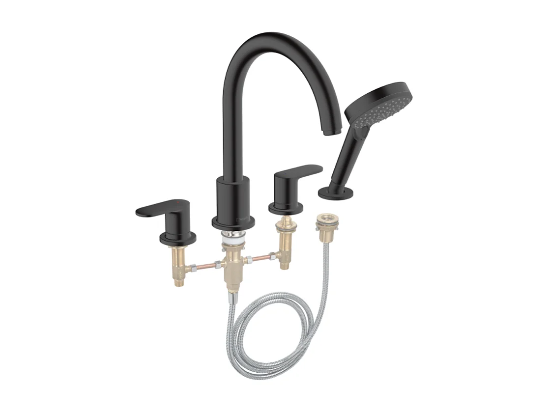 Mélangeur bain douche 4 trous HANSGROHE Vernis Blend noir mat + corps d'encastrement