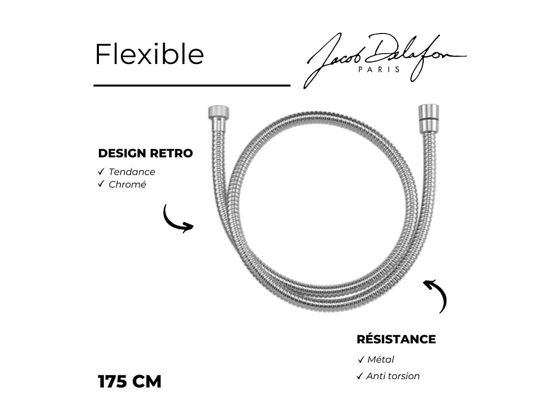Pommeau de douche JACOB DELAFON Cléo 1889 chrome + flexible