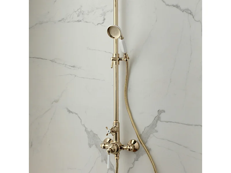 Pommeau de douche JACOB DELAFON Cléo 1889 or + flexible