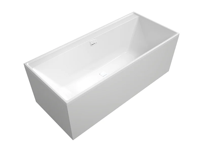 Baignoire droite 160 x 75 VILLEROY & BOCH Collaro acrylique blanc brillant avec vidage et trop plein blanc brillant