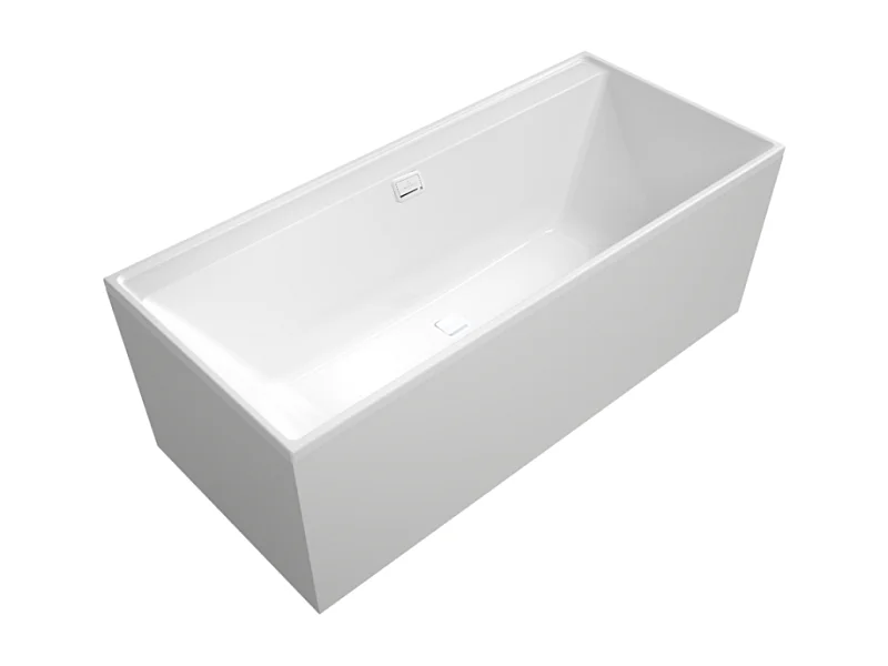 Baignoire droite 160 x 75 VILLEROY & BOCH Collaro acrylique blanc brillant avec vidage et trop plein blanc brillant