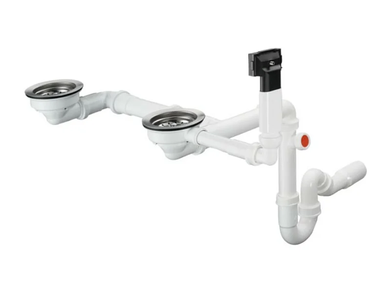 Vidage manuel pour évier 2 bacs granite HANSGROHE D17-10 inox