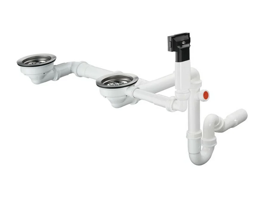 Vidage manuel pour évier 2 bacs granite HANSGROHE D17-10 inox