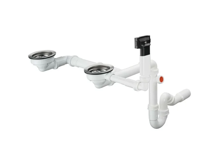 Vidage manuel pour évier 2 bacs granite HANSGROHE D17-10 inox